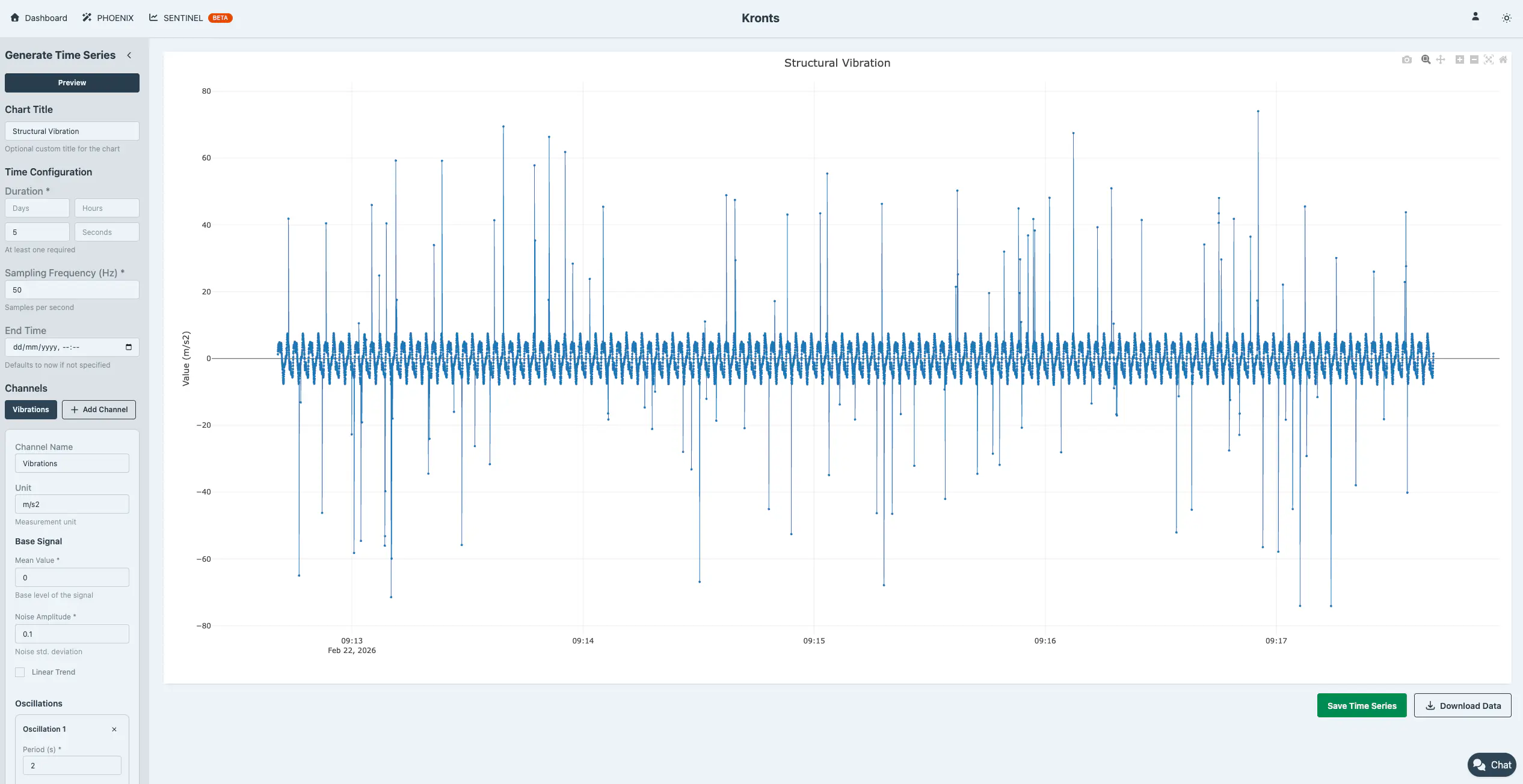 Structural vibrations synthetic time series